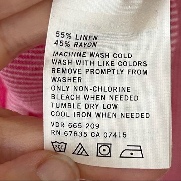 Nautica Linen Blend Pink Stripes Casual Button Down Shirt size S - Picture 7 of 7